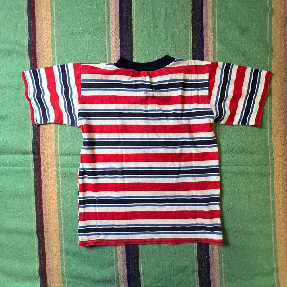 Looney Tunes Taz T-Shirt Kids Red White Blue USA All American Striped Vintage